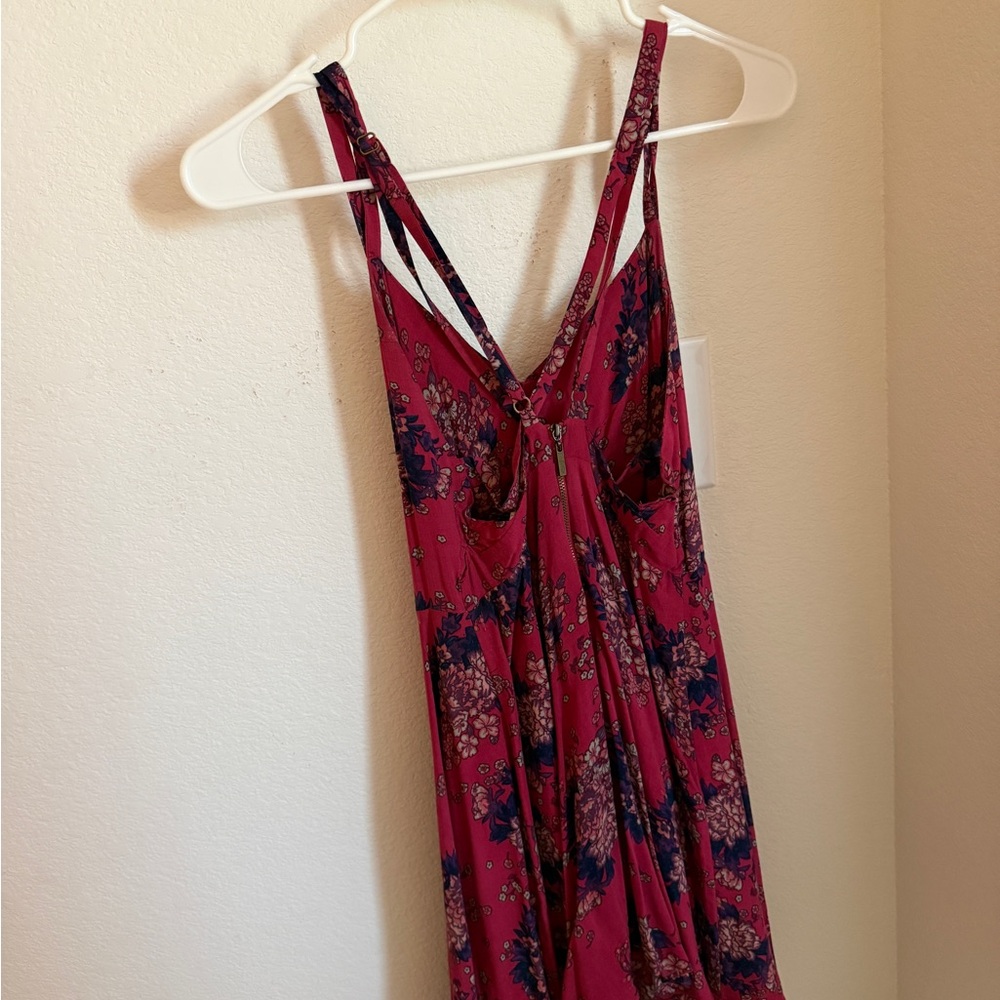 Kimchi Blue Red Floral Maxi Dress with Blue Accents - Picture 2 of 3